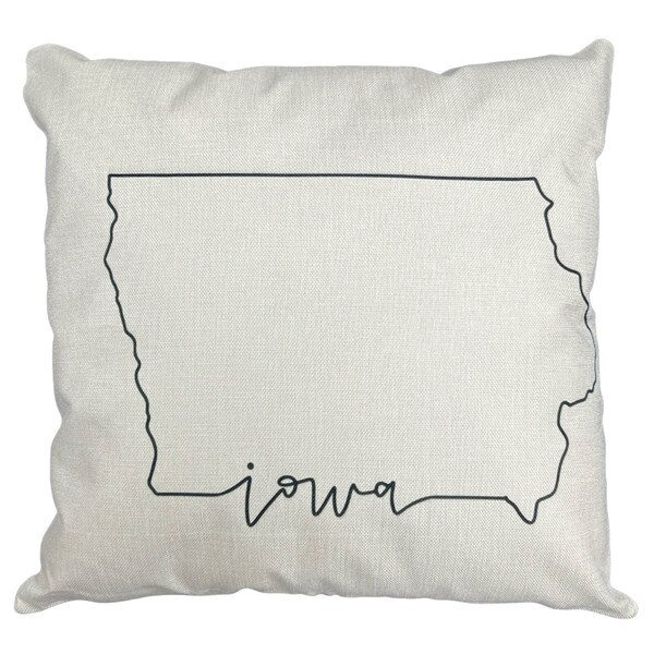 Daisy Mae Designs Iowa Outline Map Pillow (18")